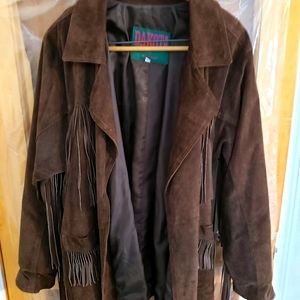Brown leather jacket with fringe